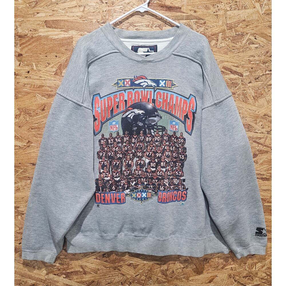90s Starter Denver Broncos NFL Super Bowl Champions Vintage Crew XL